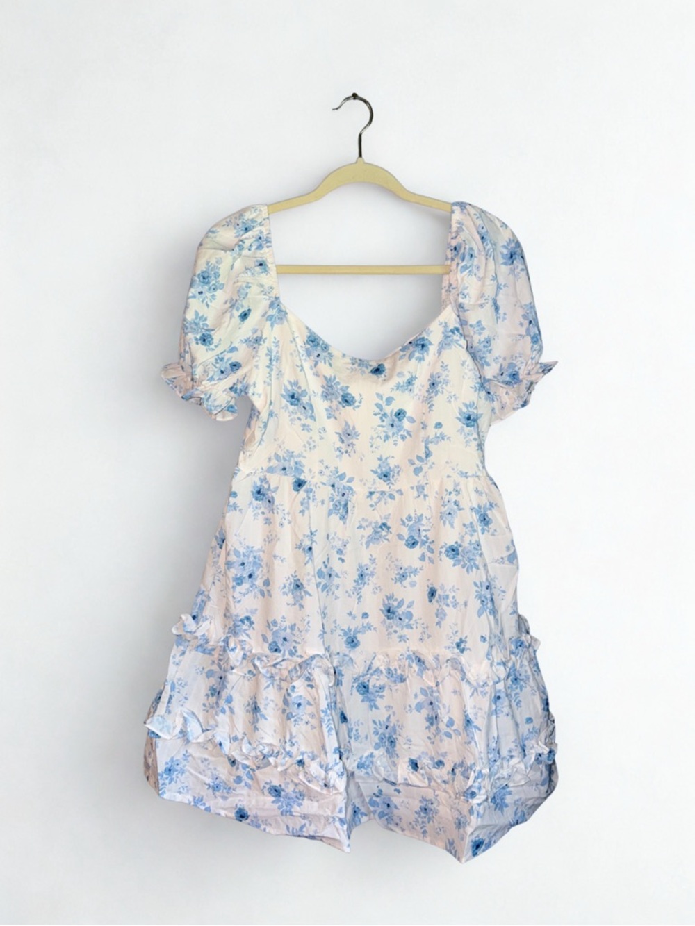 Altar'd State White and Blue Floral Mini Dress